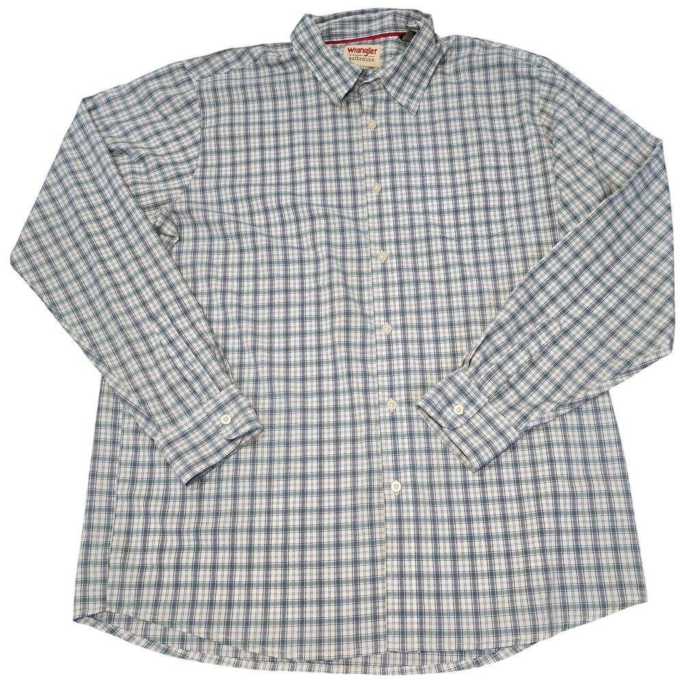 Wrangler Authentics Plaid Long-sleeve Button-Down Western Shirt┃Cabincore Casual